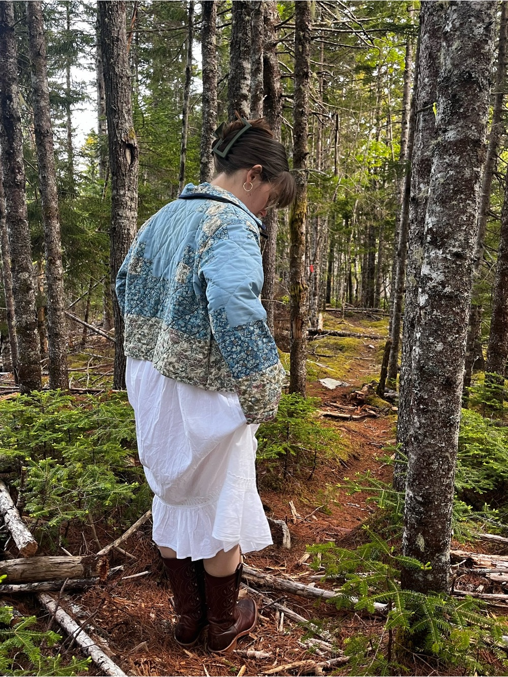 Quilt Coat - Handmade, Patchwork in Dusty Blue Floral - Picture 6 of 7